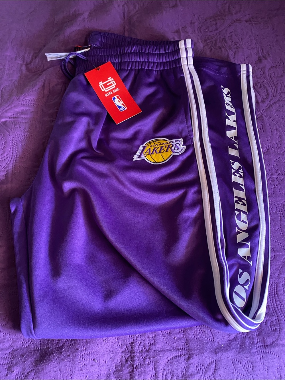 NBA Los Angeles Lakers Purple Track Pants with White Trim